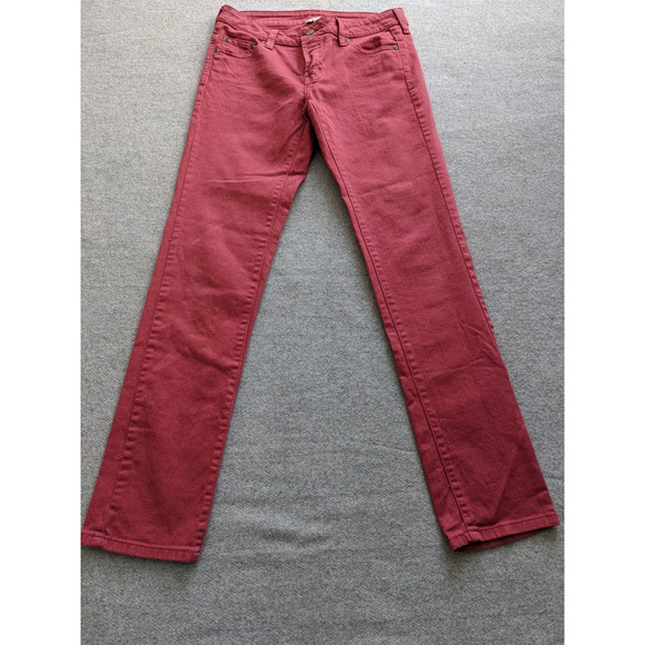 Garnet Hill Jeans Womens Size 2P Red Straight Leg Stretch - Picture 1 of 8